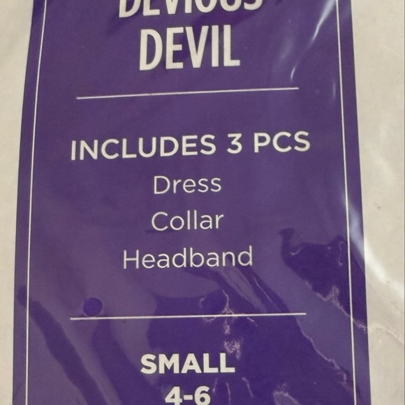 NIB Devious Devil Girls Costume Set Dress/Collar/Headband Red 4-6 - Picture 12 of 12